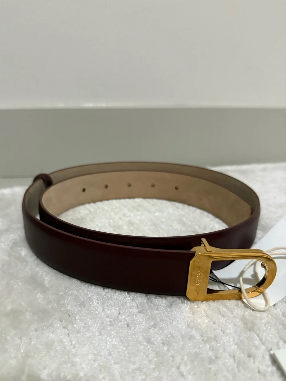 Khaite Saddle Leather Belt, 85, Burgundy